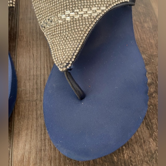 Olivia Miller Jeweled Blue Wedges - Picture 4 of 16